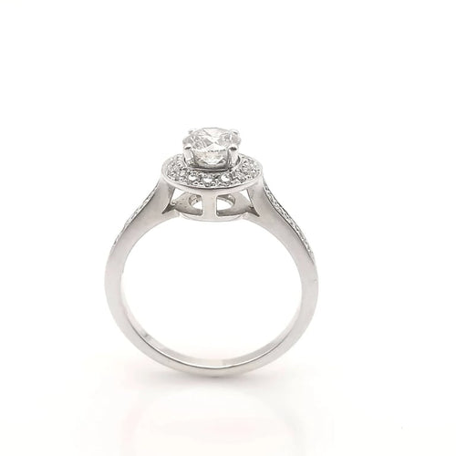 Bague 54.5 Bague solitaire en or blanc 18 carats et diamants 1,14 ct 58 Facettes