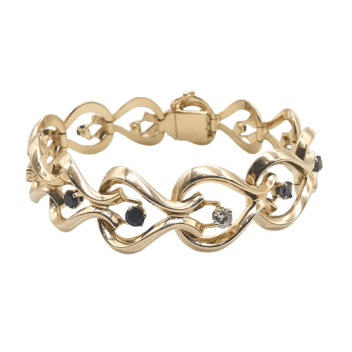 Bracelet Bracelet en or jaune 18 carats avec diamants et saphirs 58 Facettes
