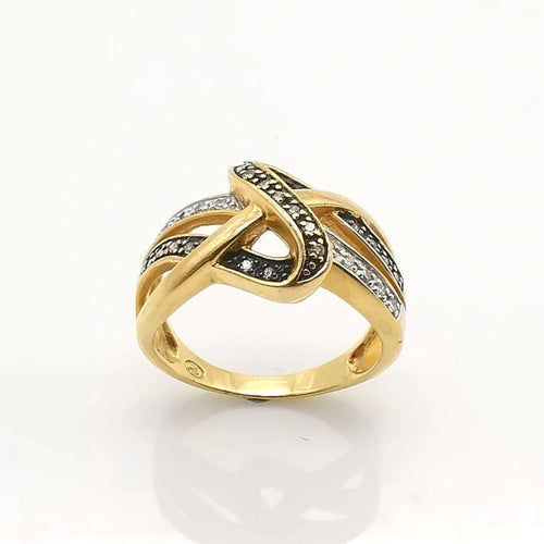 Bague 56 Bague en or jaune 18 carats sertie de diamants 58 Facettes