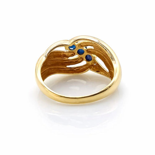 Bague 53 Bague en or jaune 18 carats avec saphirs et diamants 58 Facettes