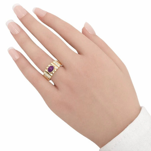 Bague Bague en or jaune 18 carats rubis et diamants 58 Facettes