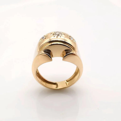 Bague 57 Bague tank en or jaune 18 carats et diamants taille ancienne 58 Facettes