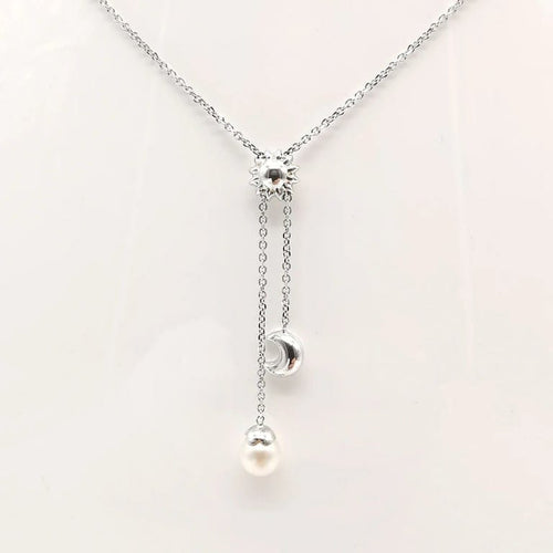 Collier Collier en or blanc 18 carats avec perle 58 Facettes