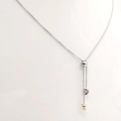 Collier Collier en or blanc 18 carats avec perle 58 Facettes