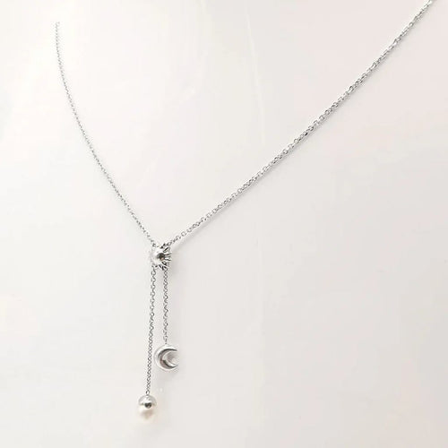 Collier Collier en or blanc 18 carats avec perle 58 Facettes
