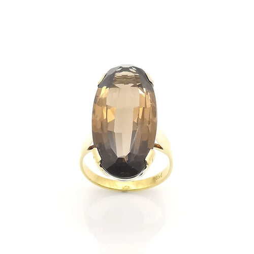 Bague 52 Bague en or jaune 18 carats avec quartz ovale 58 Facettes