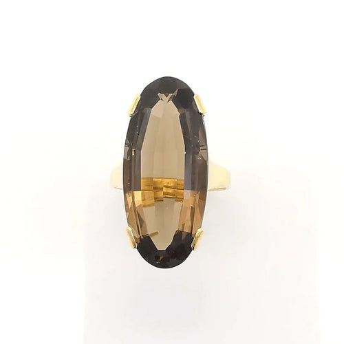 Bague 52 Bague en or jaune 18 carats avec quartz ovale 58 Facettes
