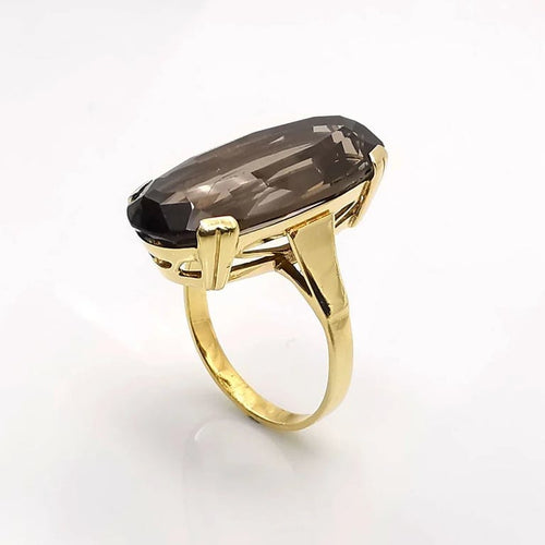 Bague 52 Bague en or jaune 18 carats avec quartz ovale 58 Facettes