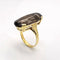 Bague 52 Bague en or jaune 18 carats avec quartz ovale 58 Facettes
