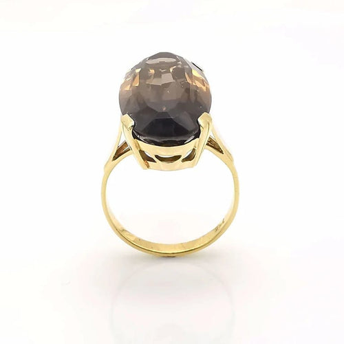 Bague 52 Bague en or jaune 18 carats avec quartz ovale 58 Facettes