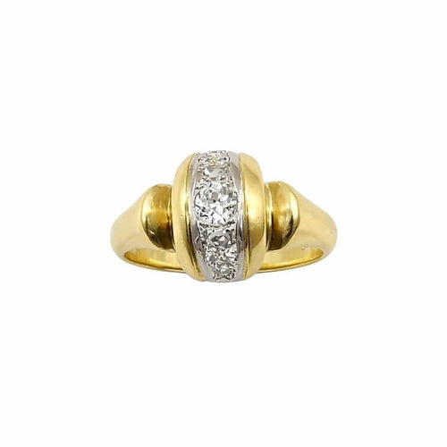 Bague 59 Bague en or jaune 18 carats avec diamants 58 Facettes