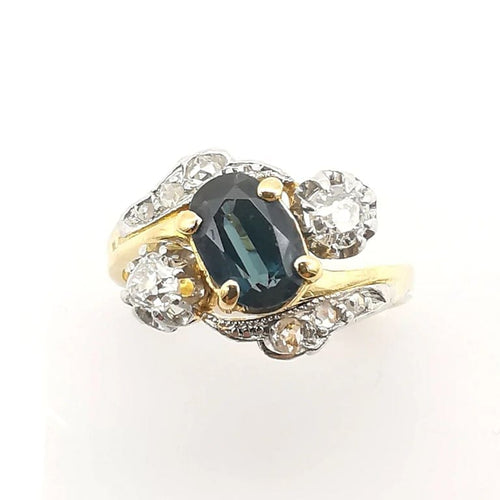 Bague 53 Bague Toi & Moi Belle Époque en or jaune, saphir et diamants 58 Facettes