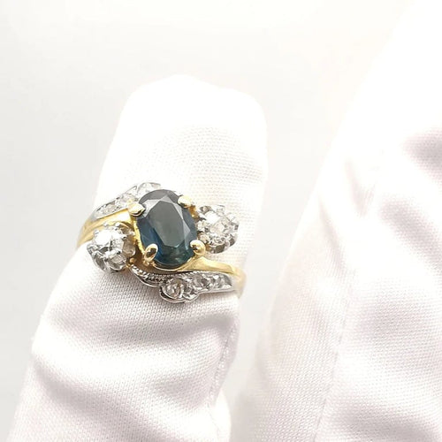 Bague 53 Bague Toi & Moi Belle Époque en or jaune, saphir et diamants 58 Facettes