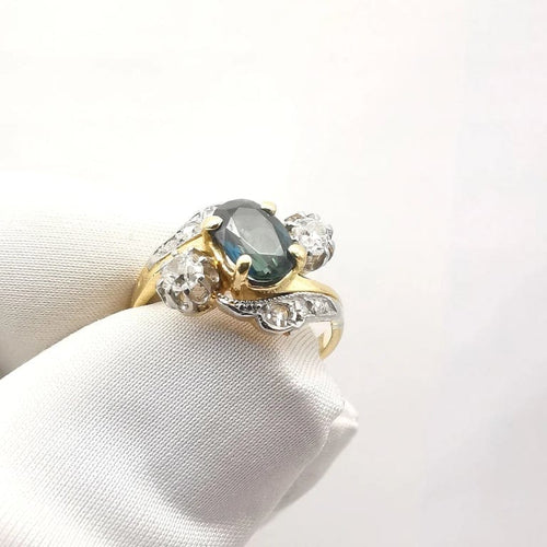 Bague 53 Bague Toi & Moi Belle Époque en or jaune, saphir et diamants 58 Facettes