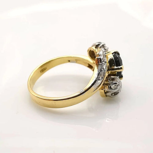 Bague 53 Bague Toi & Moi Belle Époque en or jaune, saphir et diamants 58 Facettes