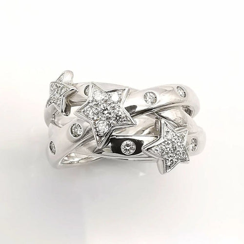 Bague 59 Bague en or blanc 18 carats sertie de diamants 58 Facettes