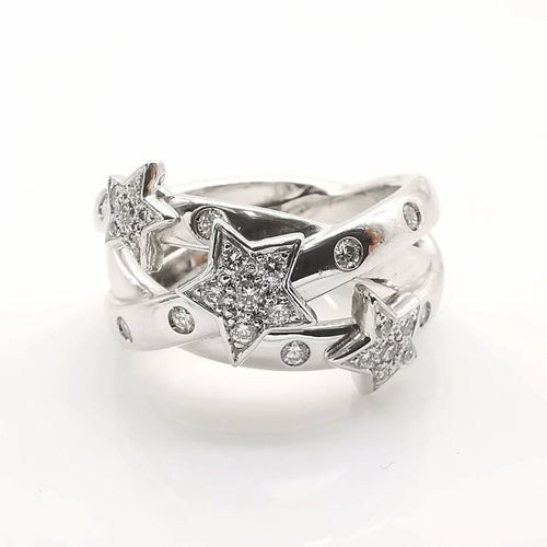 Bague 59 Bague en or blanc 18 carats sertie de diamants 58 Facettes
