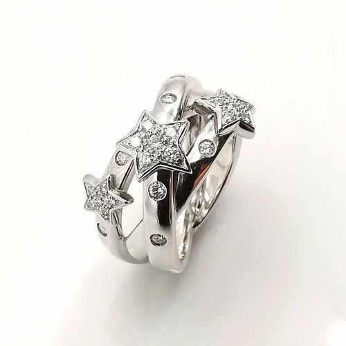 Bague 59 Bague en or blanc 18 carats sertie de diamants 58 Facettes