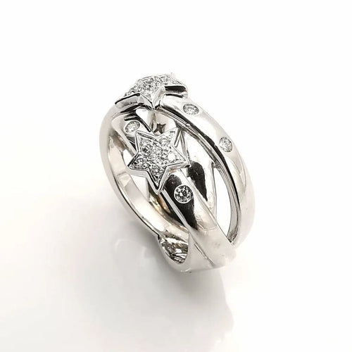 Bague 59 Bague en or blanc 18 carats sertie de diamants 58 Facettes