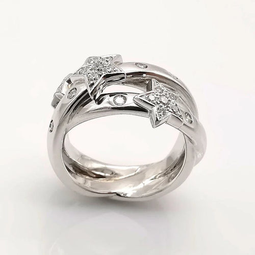 Bague 59 Bague en or blanc 18 carats sertie de diamants 58 Facettes