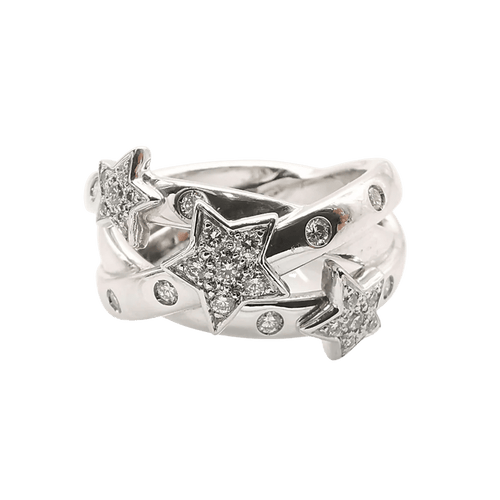 Bague 59 Bague en or blanc 18 carats sertie de diamants 58 Facettes
