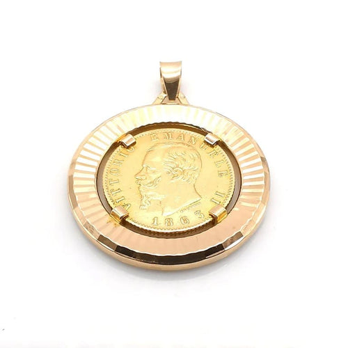 Pendentif Pendentif porte-pièce 20 francs suisses 1863 en or jaune 58 Facettes