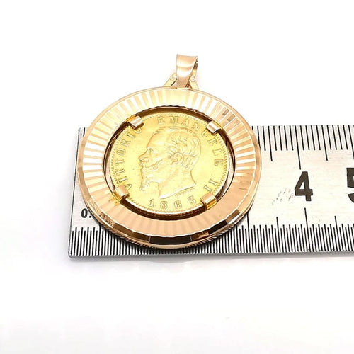 Pendentif Pendentif porte-pièce 20 francs suisses 1863 en or jaune 58 Facettes