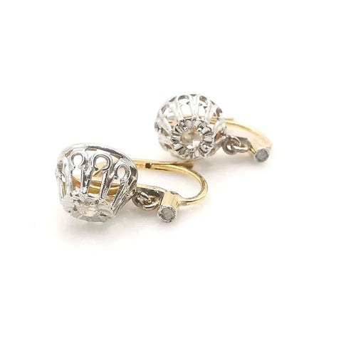 Boucles d'oreilles Boucles d'oreilles dormeuses en or jaune et blanc 18 carats, diamants 58 Facettes