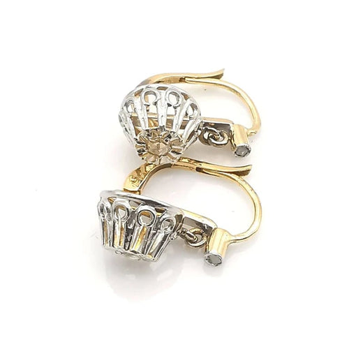 Boucles d'oreilles Boucles d'oreilles dormeuses en or jaune et blanc 18 carats, diamants 58 Facettes