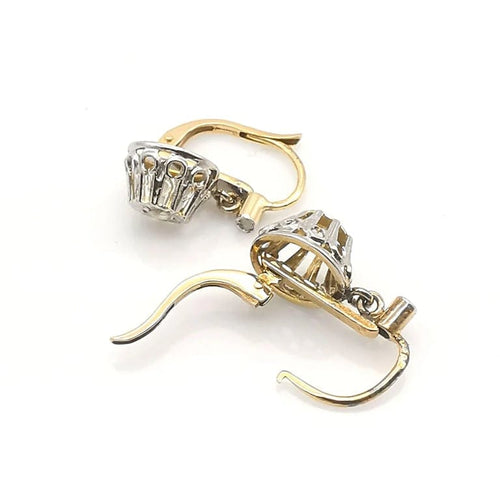 Boucles d'oreilles Boucles d'oreilles dormeuses en or jaune et blanc 18 carats, diamants 58 Facettes