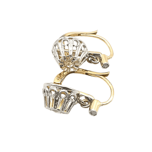 Boucles d'oreilles Boucles d'oreilles dormeuses en or jaune et blanc 18 carats, diamants 58 Facettes