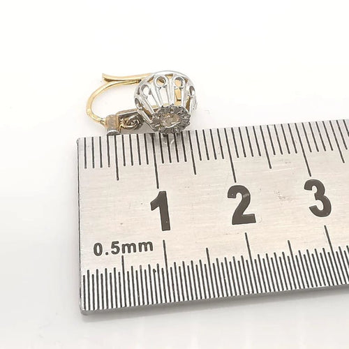 Boucles d'oreilles Boucles d'oreilles dormeuses en or jaune et blanc 18 carats, diamants 58 Facettes