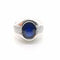 Bague 53 Bague en or blanc 18 carats, saphir ovale et diamants 58 Facettes