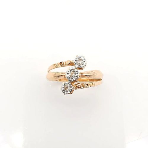 Bague 57 Bague ancienne en or rose sertie de diamants 58 Facettes