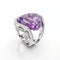 Bague 51 Bague améthyste et diamants en or blanc 18 carats 58 Facettes