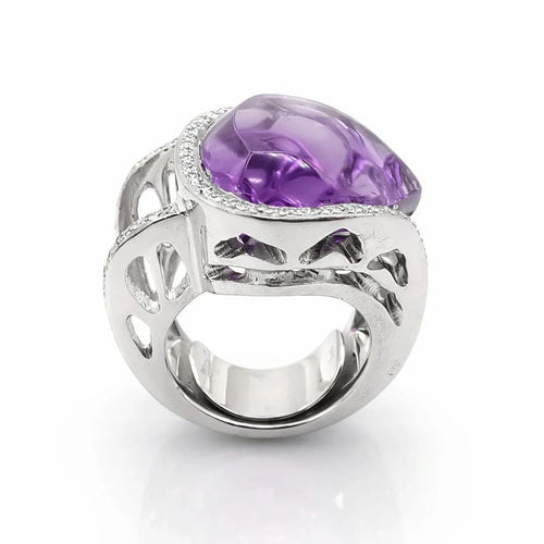 Bague 51 Bague améthyste et diamants en or blanc 18 carats 58 Facettes