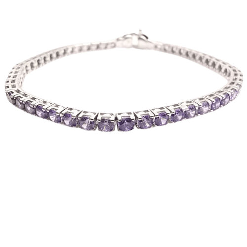 Bracelet Bracelet tennis en or blanc 18K serti d’améthystes 58 Facettes