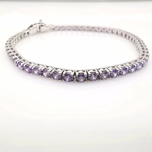 Bracelet Bracelet tennis en or blanc 18K serti d’améthystes 58 Facettes
