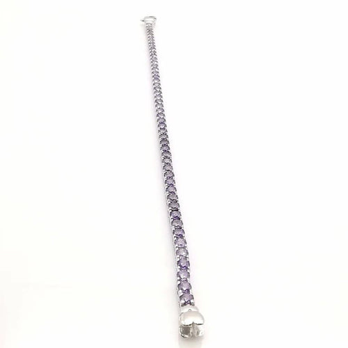 Bracelet Bracelet tennis en or blanc 18K serti d’améthystes 58 Facettes