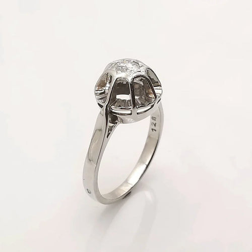 Bague 51 Bague solitaire en or blanc 18 carats et diamant taille brillant 58 Facettes