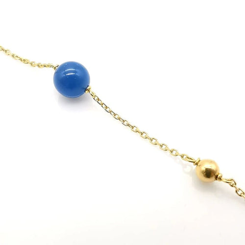Bracelet Bracelet en or jaune 18 carats avec perles bleues 58 Facettes