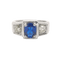 Bague 53 Bague Belle Époque en or blanc 18 carats saphir et diamants 58 Facettes