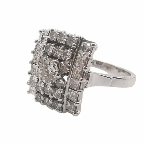 Bague 55 Bague en or blanc 18 carats sertie de diamants certifiés HRD 58 Facettes