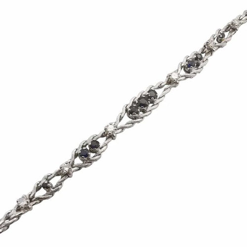 Bracelet Bracelet ancien en or blanc 18 carats, saphirs et diamants 58 Facettes