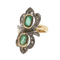 Bague 58 Bague marquise - Bague en or jaune 18 carats, émeraudes et diamants 58 Facettes
