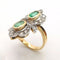 Bague 58 Bague marquise - Bague en or jaune 18 carats, émeraudes et diamants 58 Facettes