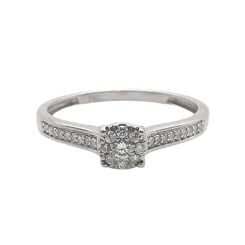 Bague 54 Bague solitaire en or gris 18 carats et diamants 58 Facettes