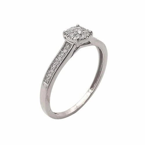 Bague 54 Bague solitaire en or gris 18 carats et diamants 58 Facettes