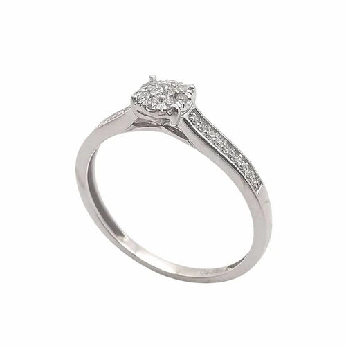 Bague 54 Bague solitaire en or gris 18 carats et diamants 58 Facettes