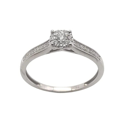 Bague 54 Bague solitaire en or gris 18 carats et diamants 58 Facettes
